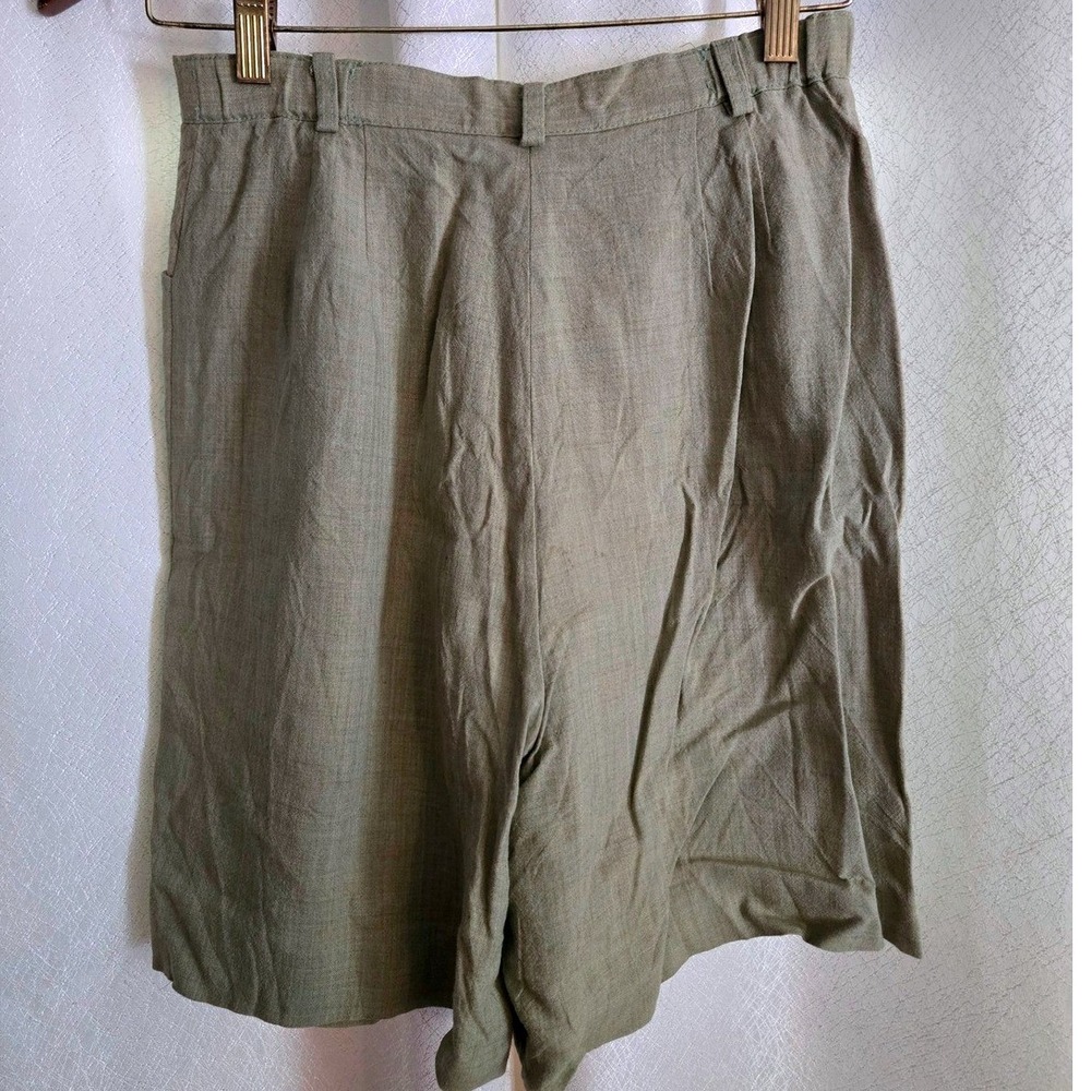 Canvasbacks Womens Celadon‎ Green Linen Blend High Waisted Bermuda Shorts Size 6